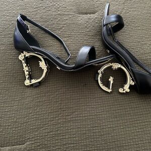 Leather Barocco-Heel Sandals